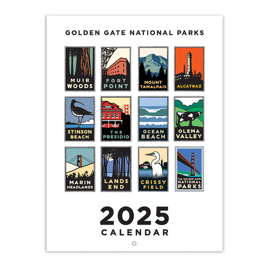2025 Golden Gate National Parks Calendar featuring art by San Francisco Bay Area designer Michael Schwab