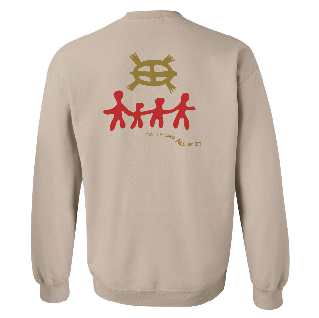 Alcatraz Welcome to Indian Land sweatshirt with red and yellow graphics
