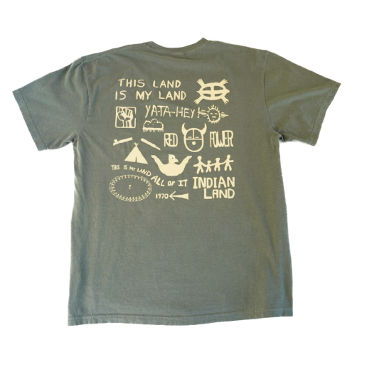 Alcatraz Welcome to Indian Land t-shirt with cream yellow graphics