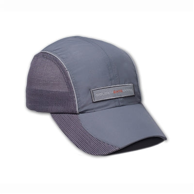 A gray baseball cap with mesh material and the Golden Gate Bridge logo on the front.