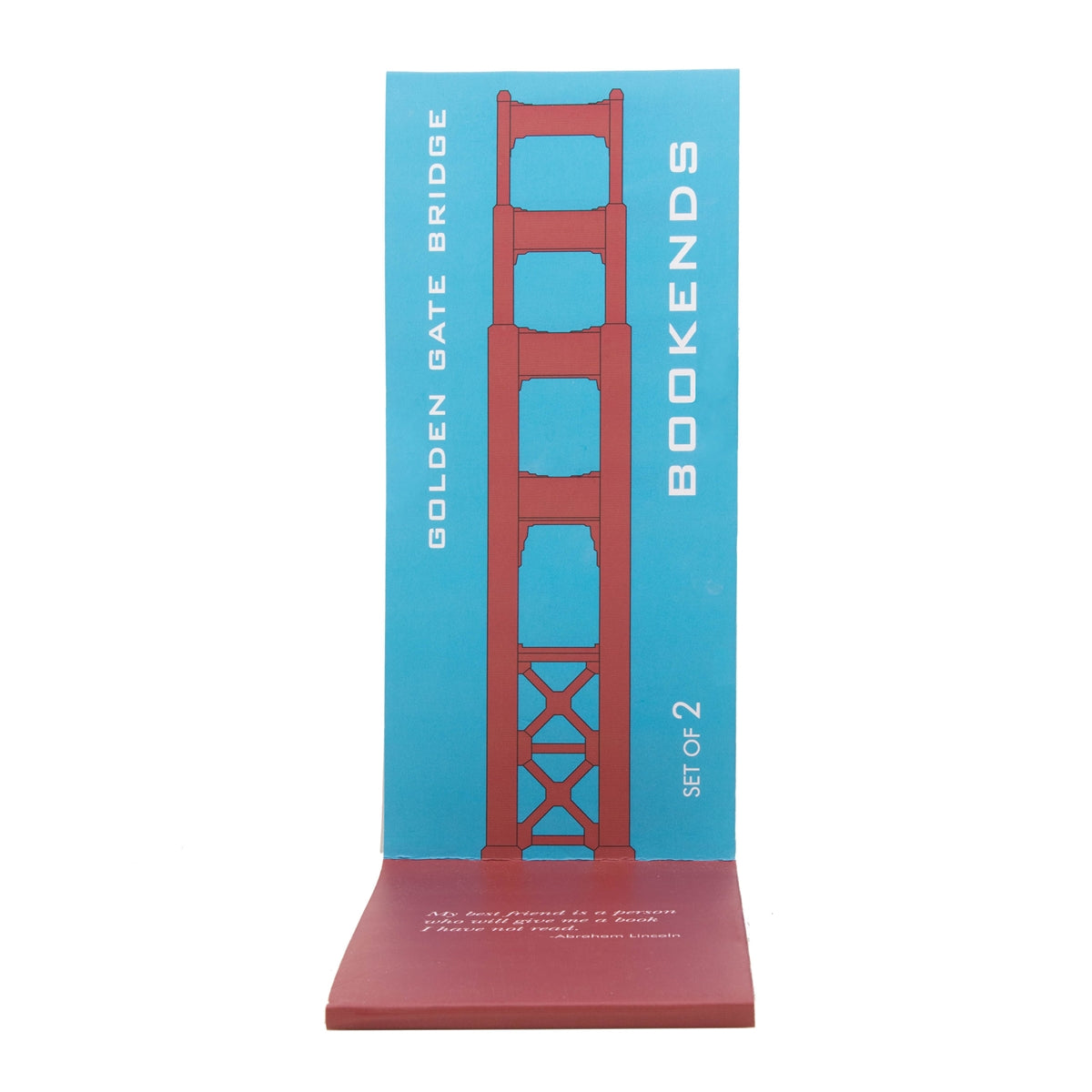 Set of 2 Golden Gate Bridge Art Deco tower bookends, International Orange coated steel.