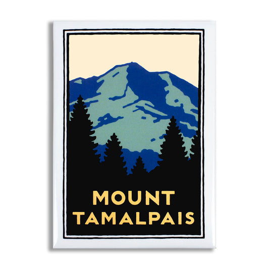 Multicolor rectangular magnet featuring Mount Tamalpais artwork by Michael Schwab