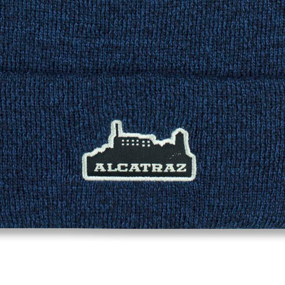 Navy blue beanie with Alcatraz logo 