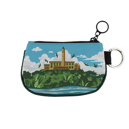 Zippered coin purse with a scenic design of Alcatraz Island