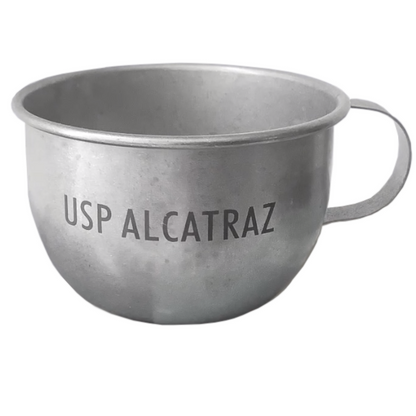 Replica US Penitentiary Alcatraz inmate dining hall cup, made from food-grade stainless steel (grade 304, 18/8).