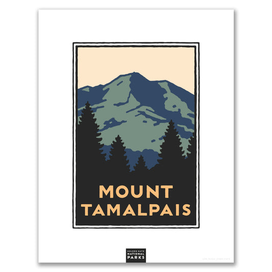 Multicolor Mount Tamalpais giclee poster print, with art by Michael Schwab