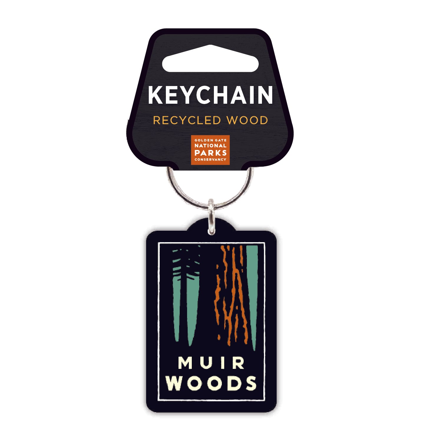 Muir Woods keychain printed on recycled wood