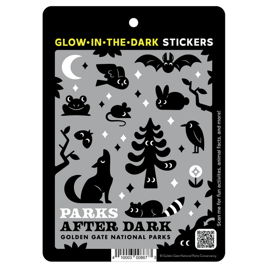 Glow in the dark Parks After Dark sticker set with cute nighttime animals. 