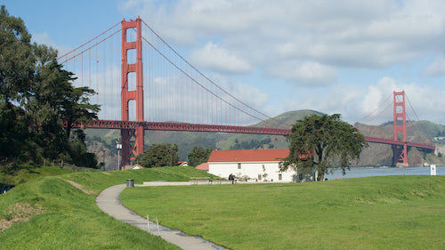 A view of the Warming Hut Bookstore at Crissy Field.