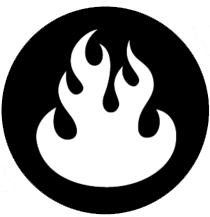 Flame shaped logo of San Francisco screen-printer Babylon Burning