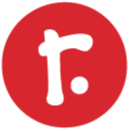 Red circle with a white icon in the center, logo for San Francisco business Rickshaw Bagworks