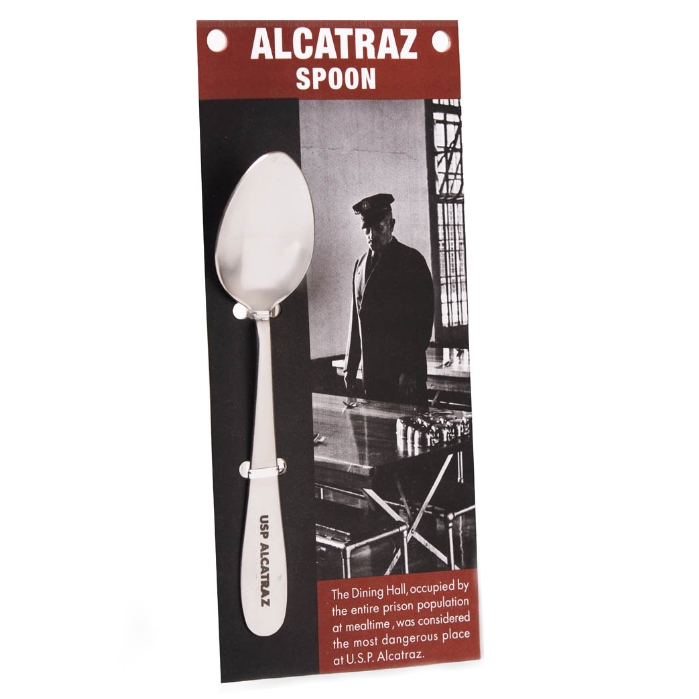 Replica US Penitentiary Alcatraz inmate spoon, made from food-grade stainless steel (grade 304, 18/8).