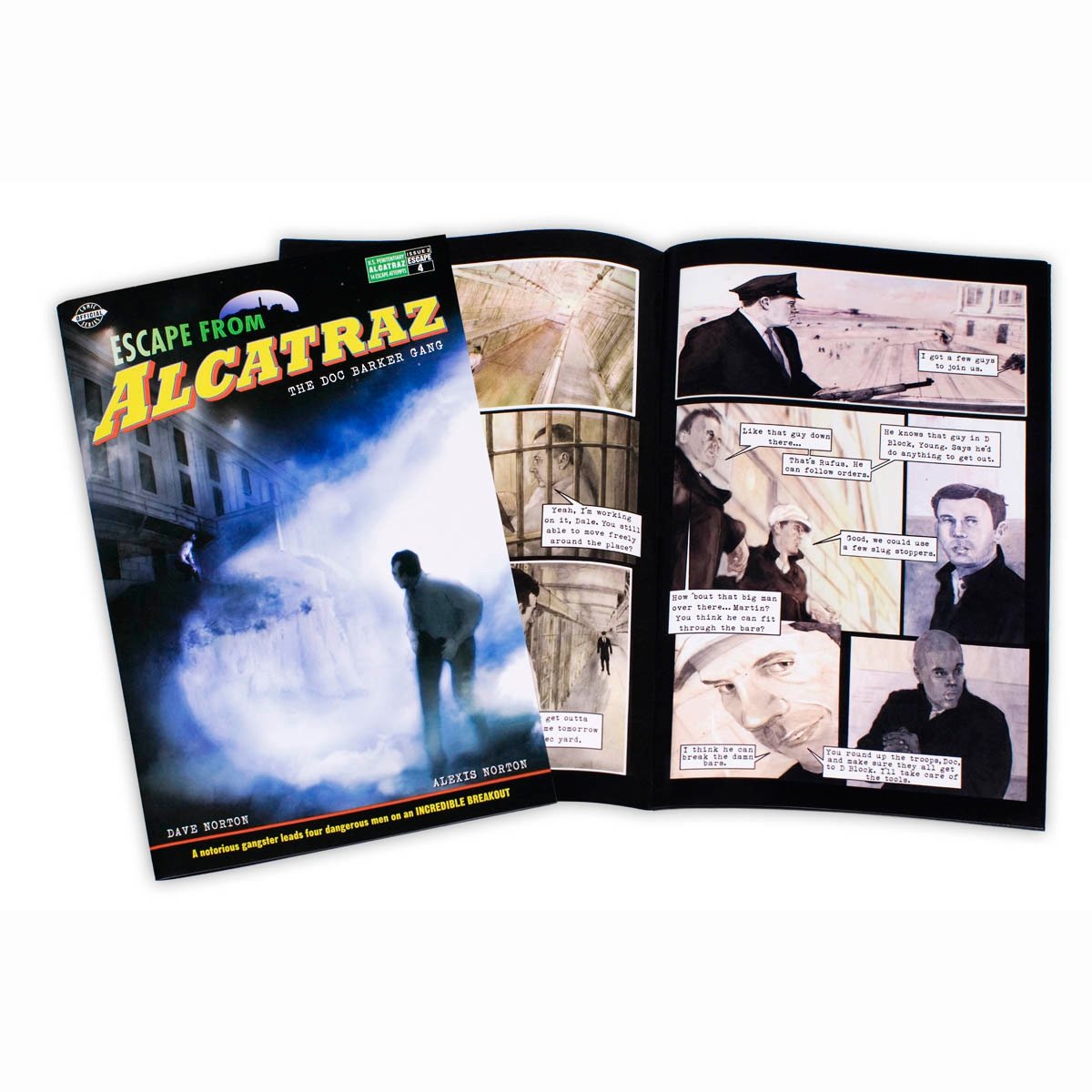 Escape from Alcatraz: The Doc Barker Gang comic book, story of infamous 1939 escape attempt.