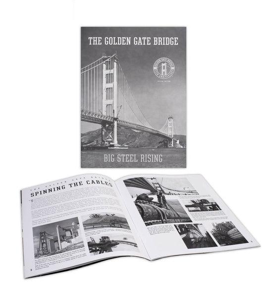 Replica Golden Gate Bridge Big Steel Rising souvenir booklet, originally produced by Bethlehem Steel Company in 1937.