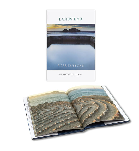Small photo book "Lands End Reflections" with photographs by Della Huff, produced by the Golden Gate National Parks Conservancy.