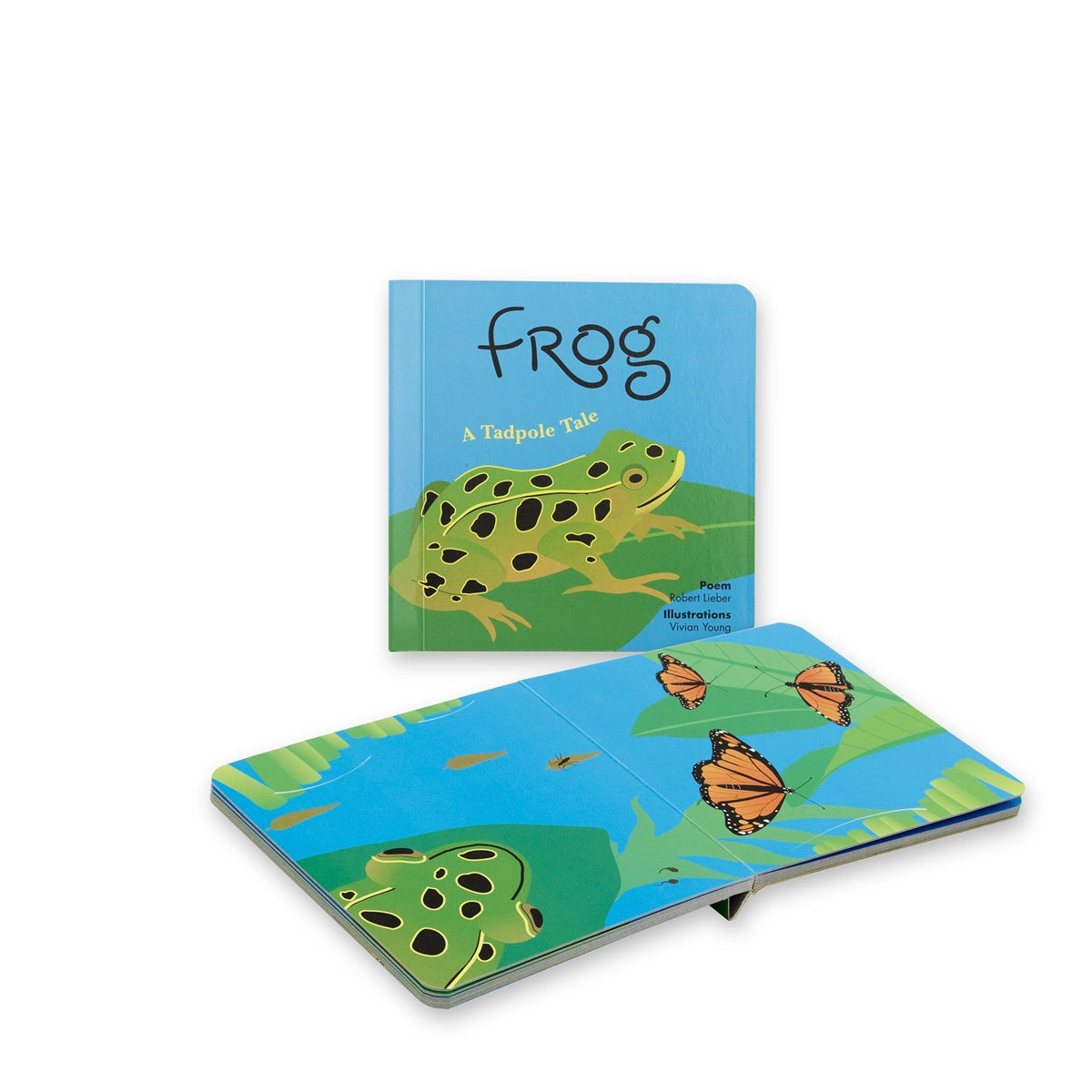 Butterfly and Frog board book with poem by Robert Lieber, story of California wildlife.