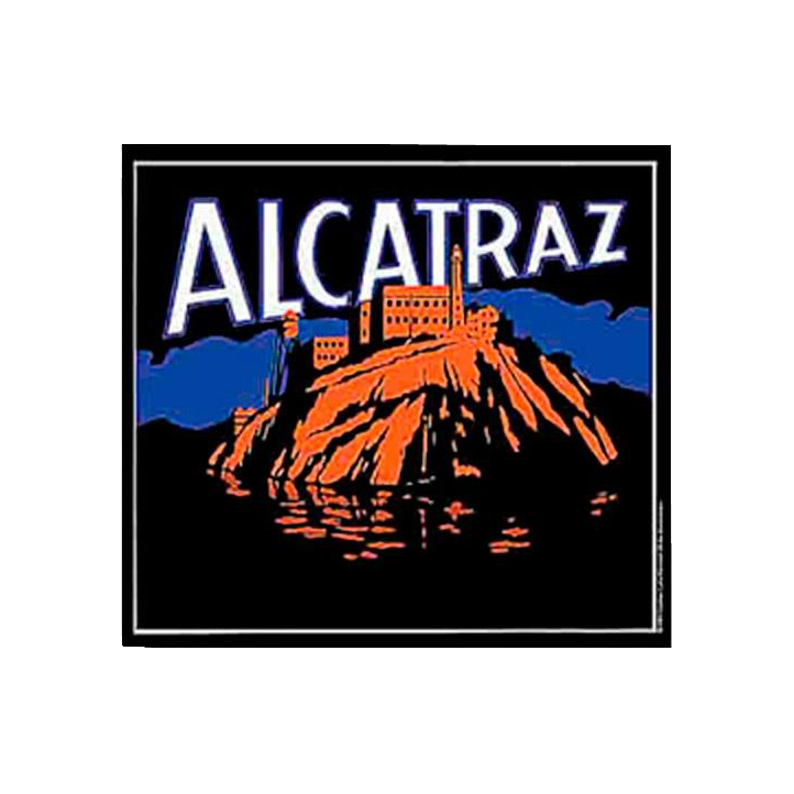 Multicolor metal lapel pin featuring Alcatraz at Night design.