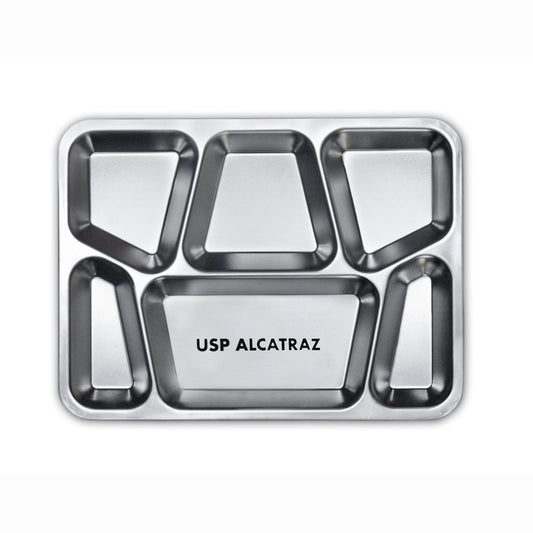 Replica US Penitentiary Alcatraz inmate dining hall tray, made from food-grade stainless steel (grade 304, 18/8).