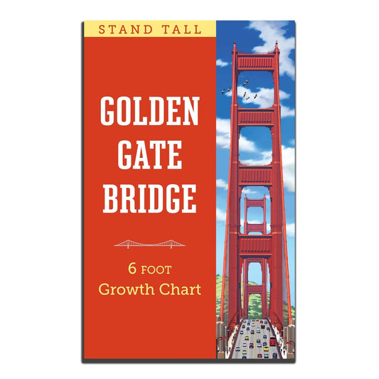 6-foot tall Golden Gate Bridge growth chart, with colorful illustrations of San Francisco's famous landmark.