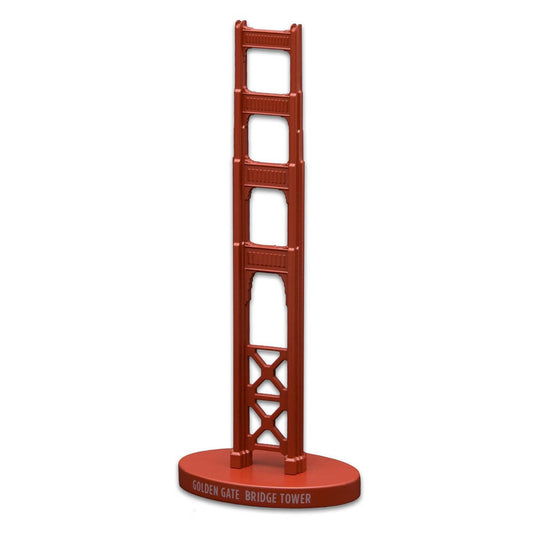 9-inch model of Golden Gate Bridge Art Deco tower, based on San Francisco's famous International Orange span.