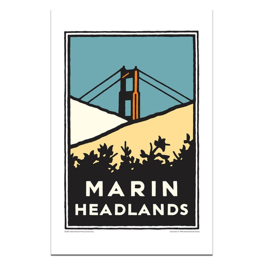 11 x 17 inch Marin Headlands print, art by Michael Schwab.