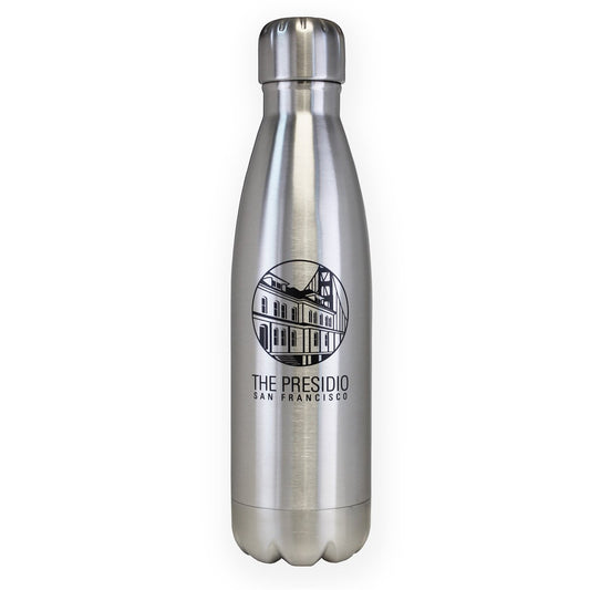 500 ml. double-walled water bottle with Presidio of San Francisco logo. BPA-free, made from food-grade 18/8 stainless steel.