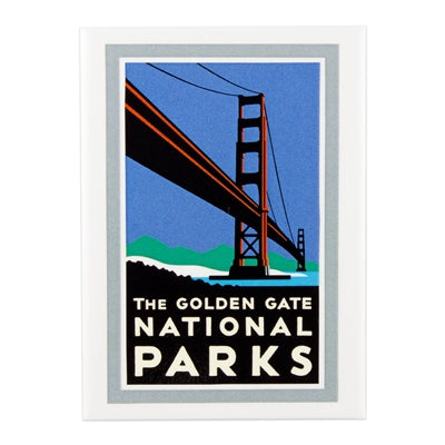 Rectangular white magnet featuring Golden Gate National Parks artwork by Michael Schwab.