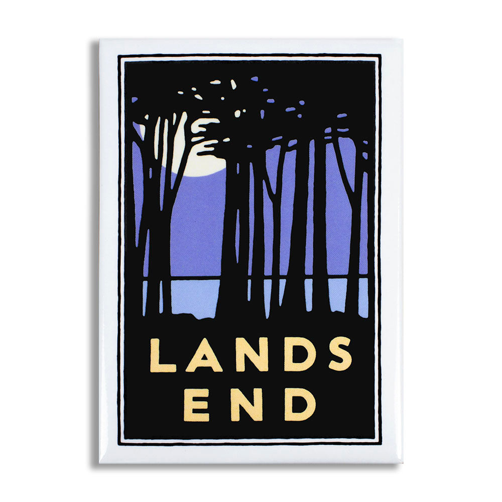 Multicolor rectangular magnet, featuring Lands End illustration with cypress trees by Michael Schwab