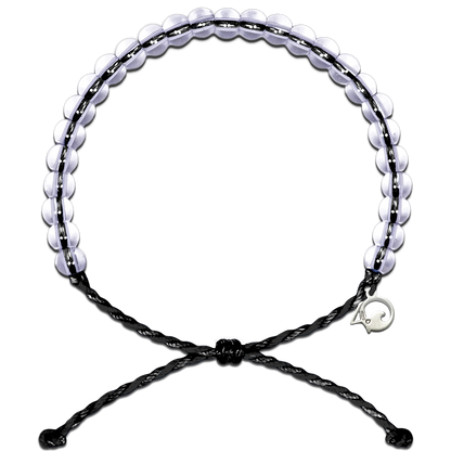 4Ocean Shark Bracelet, black with colorless glass beads
