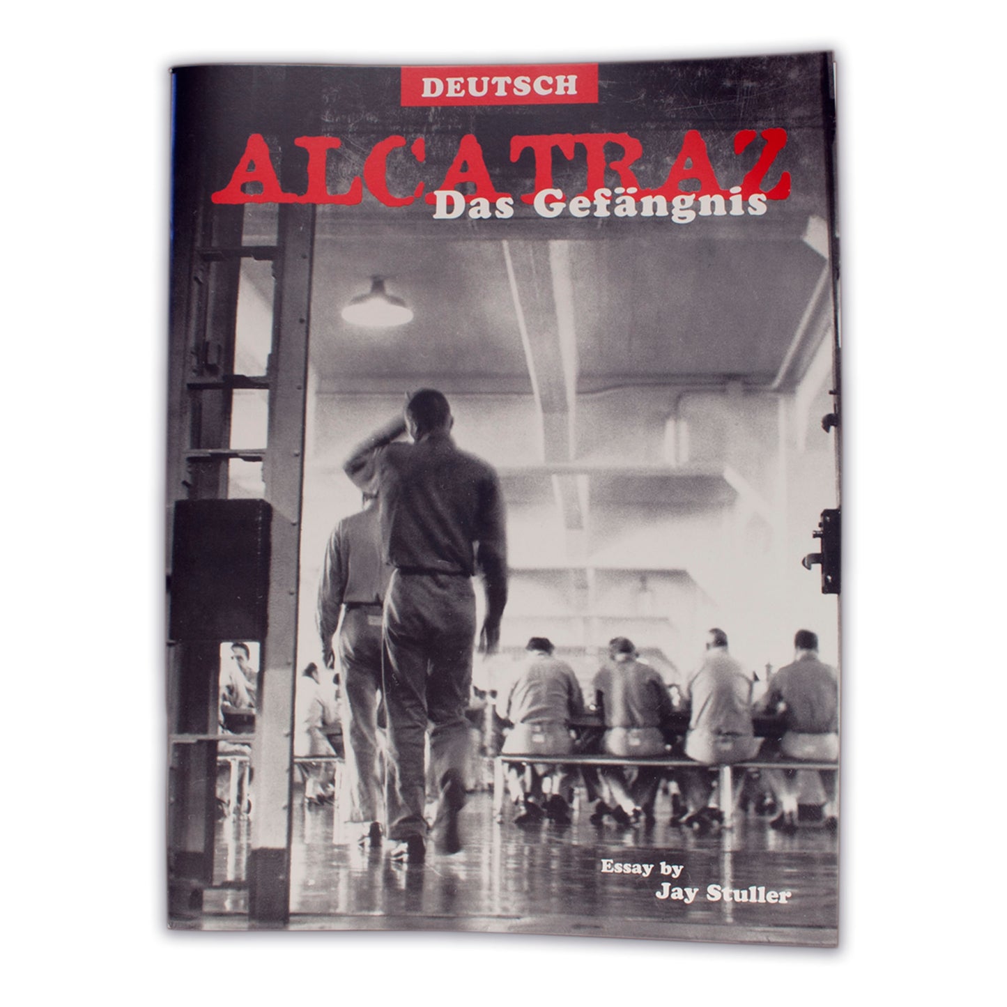 A copy of a German translation of Alcatraz the Prison book by Jay Stuller, a brief history of America's most notorious prison.