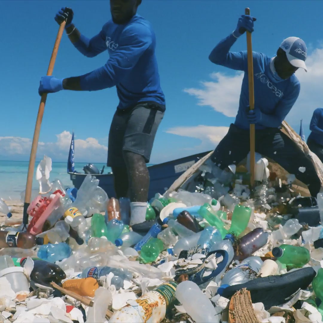 Video showing 4Ocean beach cleanups.